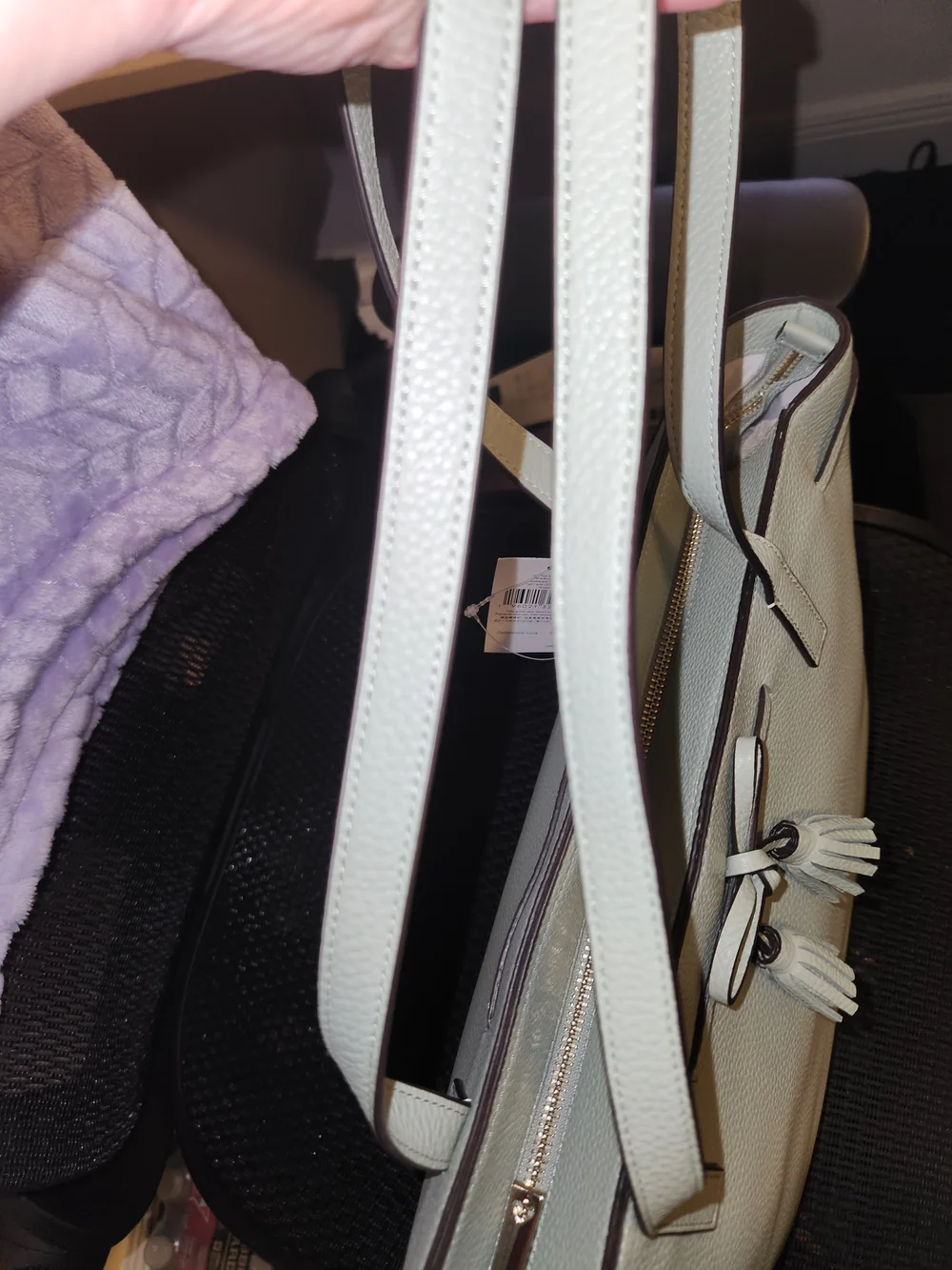 Kate Spade New York Mint Green Leather Tote Bag with Tassel- NWT - Picture 8 of 15